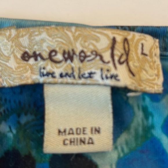 One World Live and Let Live Blue Tie Dye High Low Boho Sleeveless Dress Size L - Picture 8 of 10